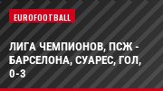 Лига чемпионов, ПСЖ - Барселона, Суарес, Гол, 0-3