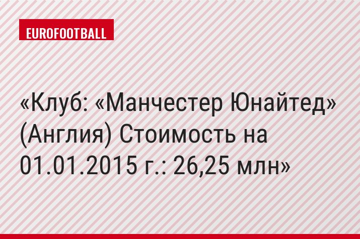 Клуб: «Манчестер Юнайтед» (Англия) Стоимость на 01.01.2015 г.: 26,25 млн