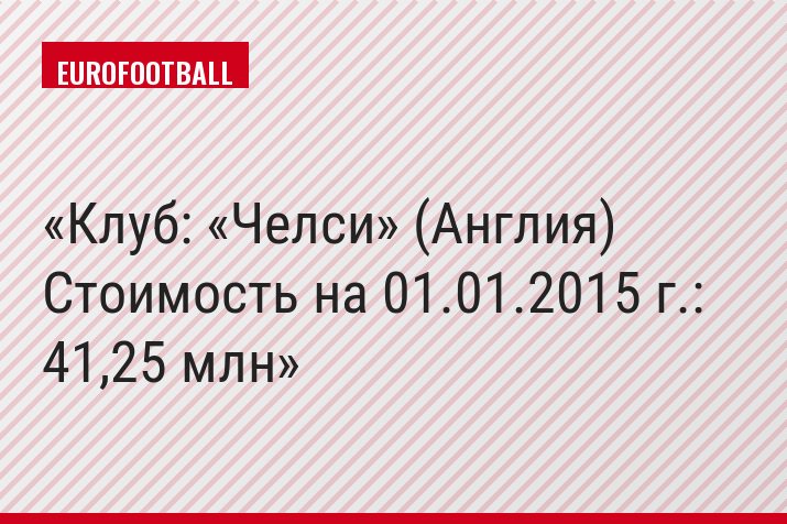 Клуб: «Челси» (Англия) Стоимость на 01.01.2015 г.: 41,25 млн